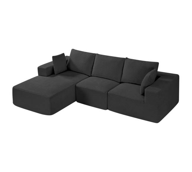 Modulinė L formos sofa su gultu ir pagalvėmis0