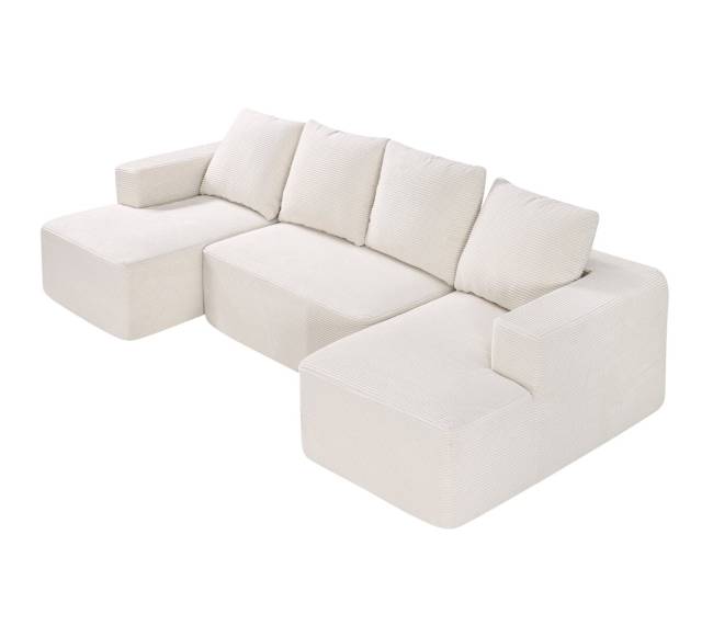 Minkštas U formos modulinis kampas su šezlongu0