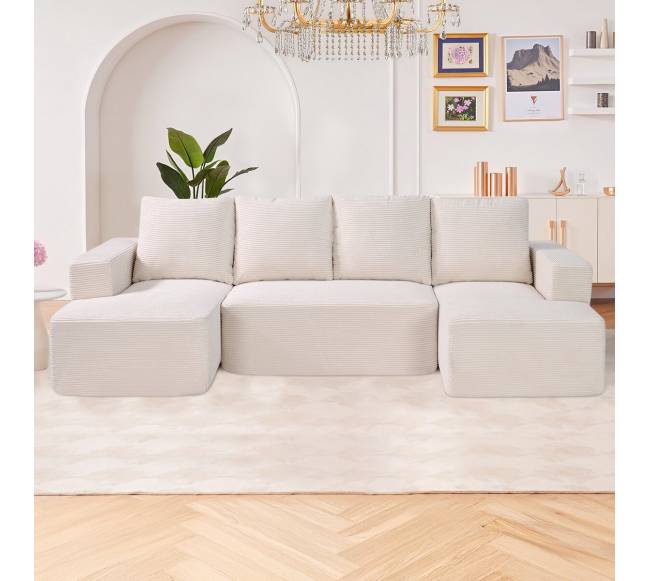 Minkštas U formos modulinis kampas su šezlongu7