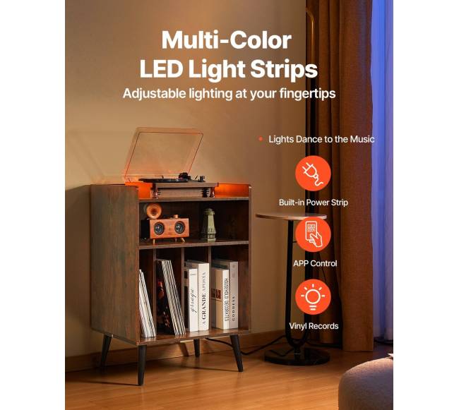 3 lygių patefono stovas su LED ir USB2