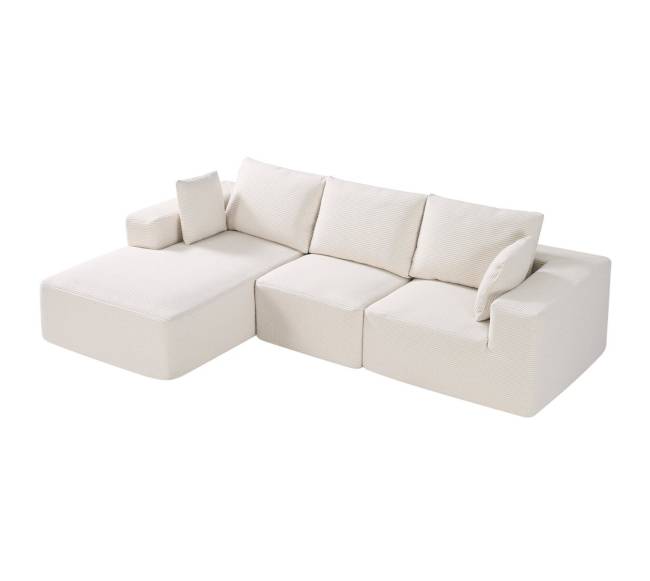 Modulinis kampinis sofa su gultu ir pagalve smėlio spalvos0