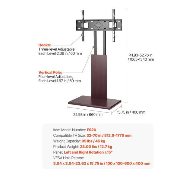 Universalus TV stovas su pasukimu 32-70 coliams6