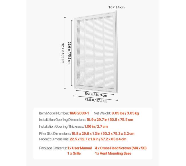 oro filtro grotelių dangtis 50.5 x 75.5 cm angai6