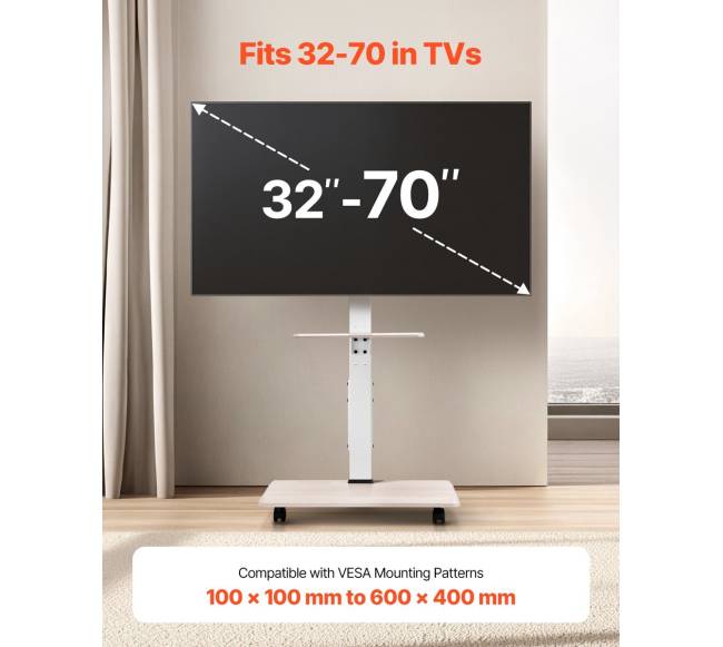 Mobilus televizoriaus laikiklis su ratukais 32-70 colių ekranams1