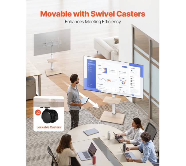 Mobilus televizoriaus laikiklis su ratukais 32-70 colių ekranams2