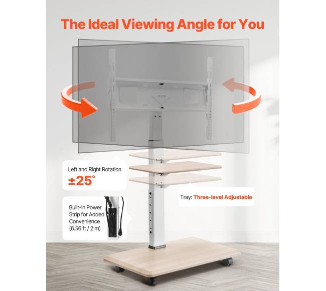 Mobilus televizoriaus laikiklis su ratukais 32-70 colių ekranams4