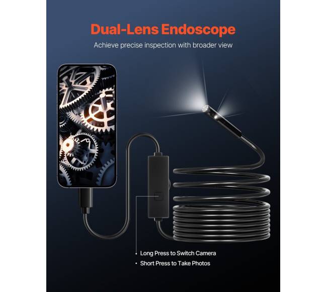 Dvigubų objektyvų boreskopas endoskopas su 5 m kabeliu1