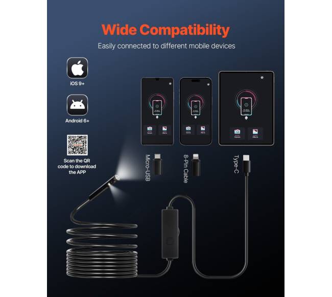 Dvigubų objektyvų boreskopas endoskopas su 5 m kabeliu3