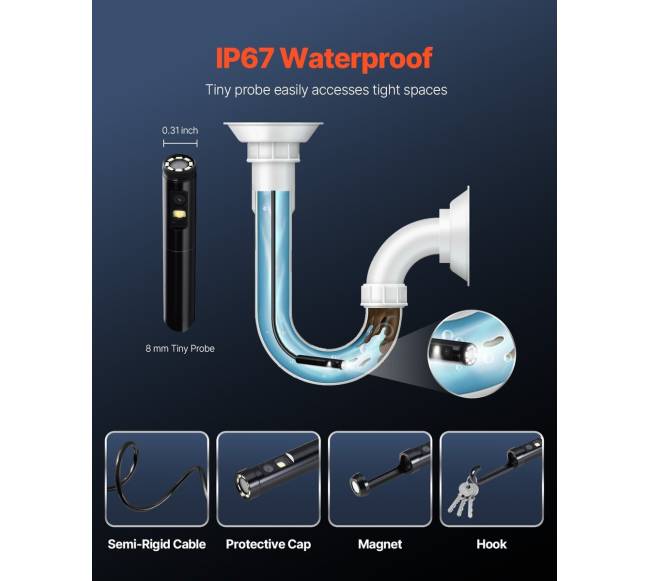 Dvigubų objektyvų boreskopas endoskopas su 5 m kabeliu5