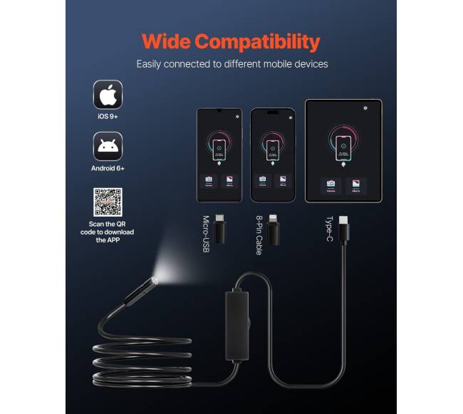 HD endoskopinė kamera su 3 m kabeliu3