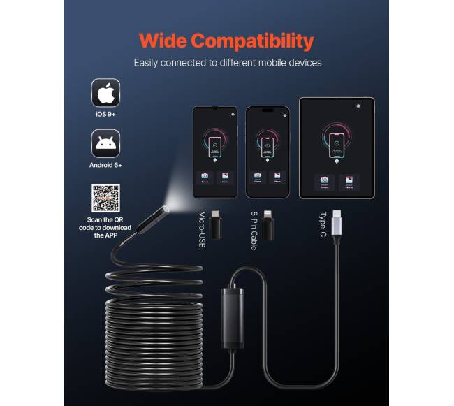 Endoskopinė kamera su 15m kabeliu3