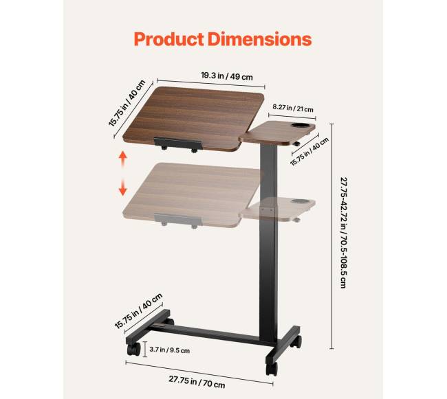 Naktinis staliukas su ratukais ir puodelio laikikliu2