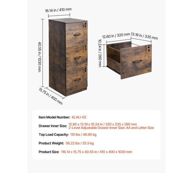 3 stalčių vertikali spintelė su užraktu6