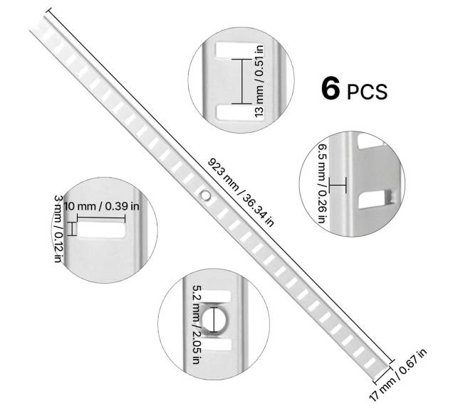 Reguliuojama plieninė sieninė lentynų šarnyrinė skalda 6 vnt.8