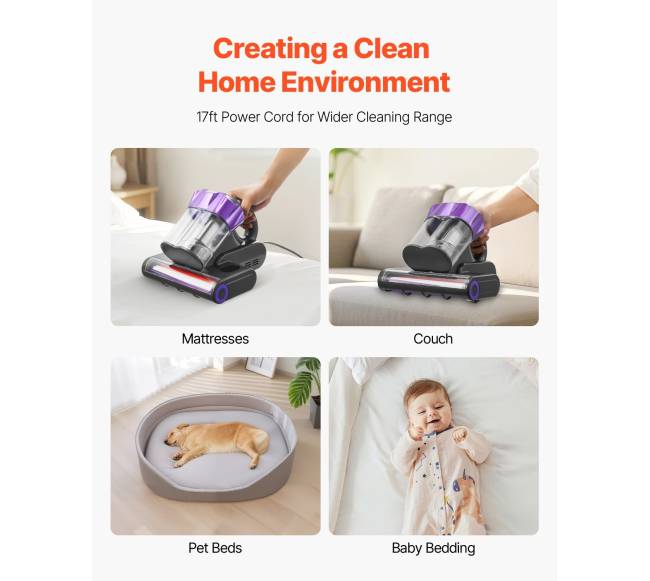 Čiužinių dulkių siurblys su galingu siurbimu ir HEPA filtru5