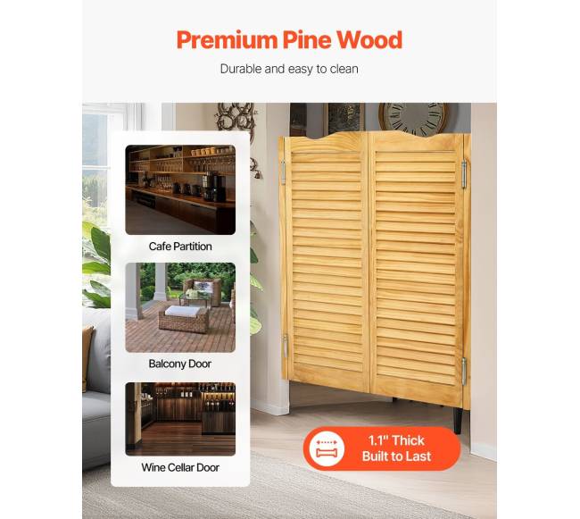 Svyruojančios kavinės durys pušies su lankstais2