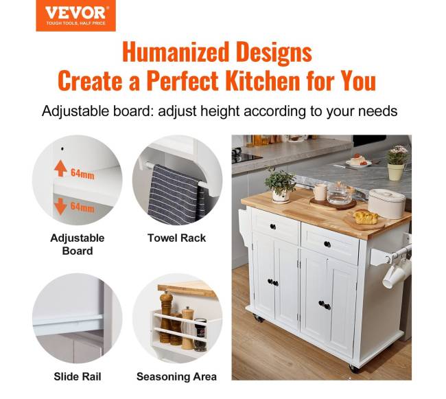 Virtuvinis vežimėlis su mediniu stalviršiu1