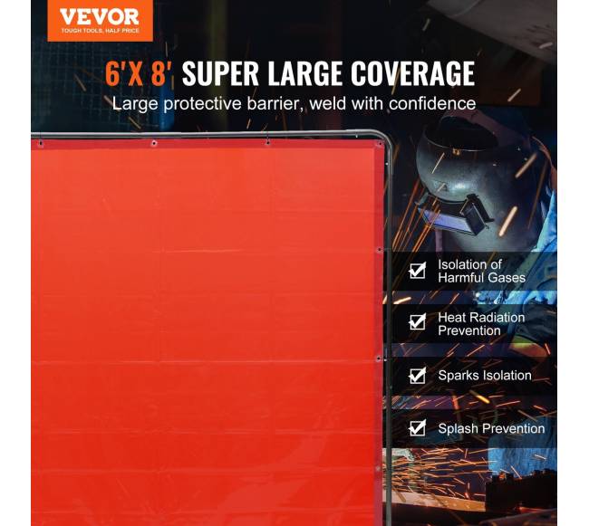 Suvirinimo ekranas su rėmu, 183 x 244 cm, raudonas1