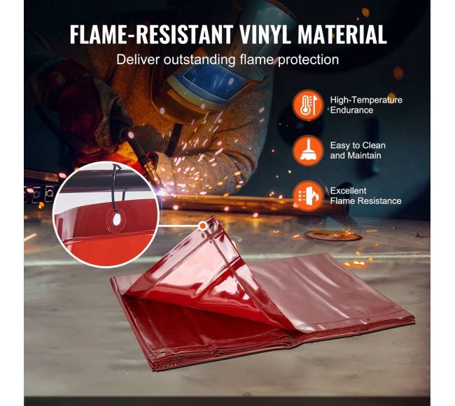 Suvirinimo ekranas su rėmu, 183 x 244 cm, raudonas3