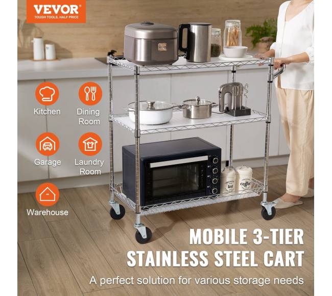 Virtuvės vežimėlis su trimis lentynomis1