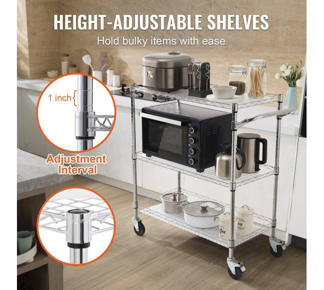 Virtuvės vežimėlis su trimis lentynomis3