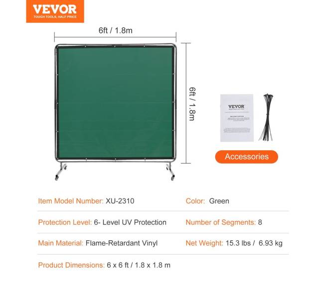 Suvirinimo ekranas su rėmu, 1,8 x 1,8 m6