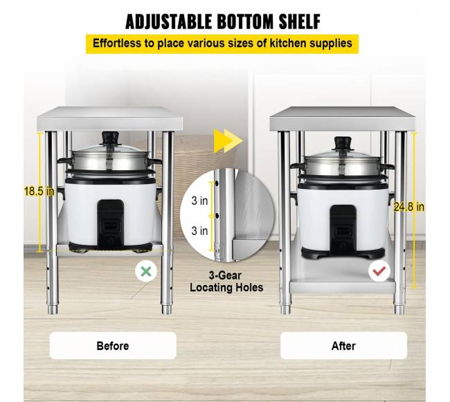 Nerūdijančio plieno darbo stalas, 122 x 61 cm4