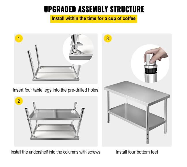 Nerūdijančio plieno darbo stalas, 122 x 61 cm5