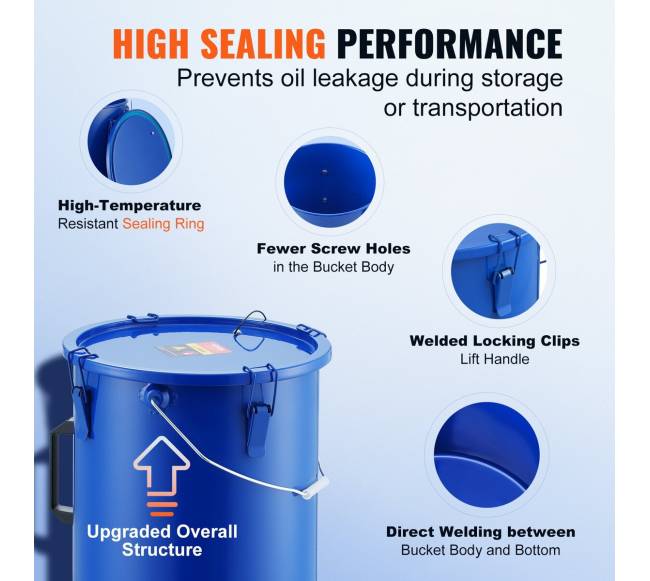 Seilių aliejaus kibiras 22.7L su filtro maišu3