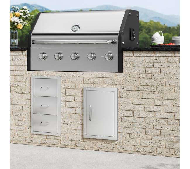 Nerūdijančio plieno BBQ prieigos durys lauko virtuvei7