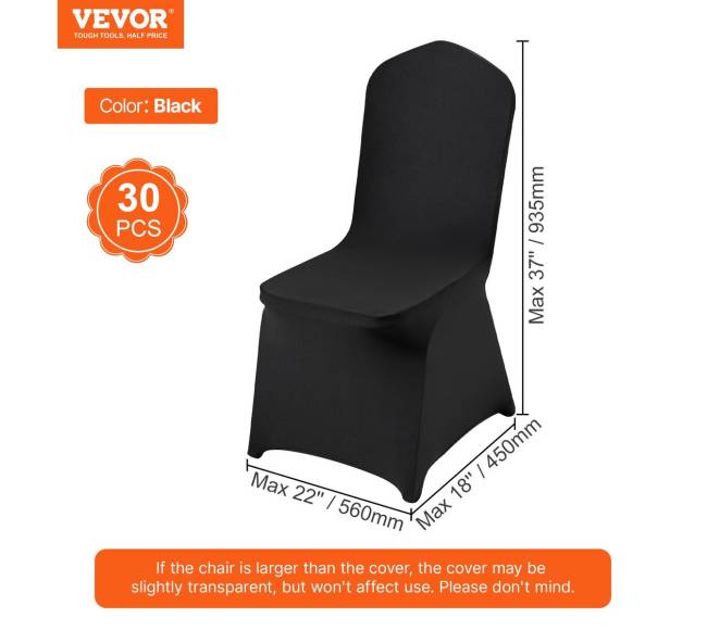 30 vnt juodos elastinės kėdžių užvalkalai6