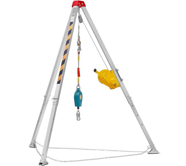 Uždarų erdvių trikojo rinkinys su 530 m trosu ir gervėmis0