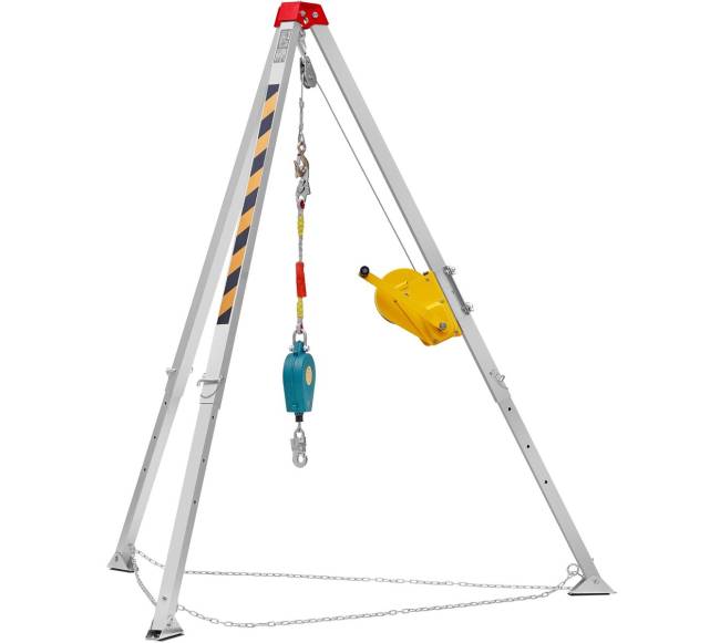 Uždarų erdvių trikojo rinkinys su 530 m trosu ir gervėmis8