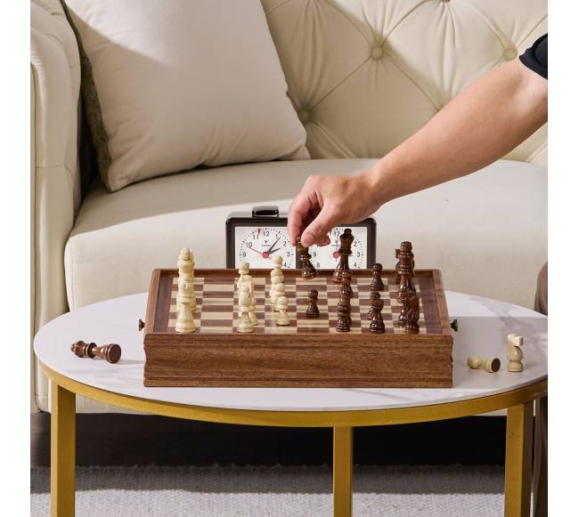 Medinis 15 colių šachmatų ir šaškių rinkinys7