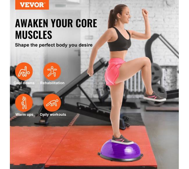 Pusė balanso kamuolio treniruoklis su juostomis1