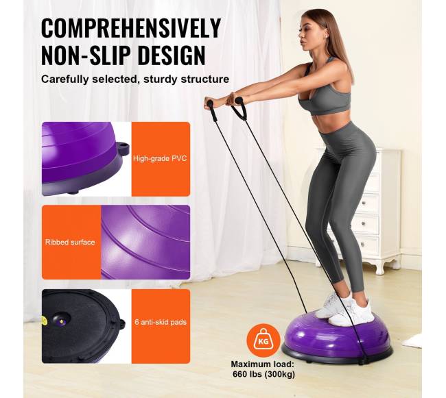 Pusė balanso kamuolio treniruoklis su juostomis3