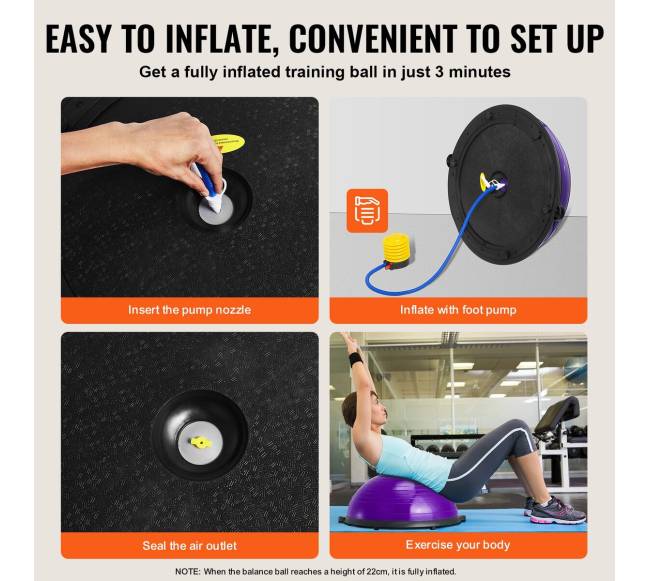 Pusė balanso kamuolio treniruoklis su juostomis4