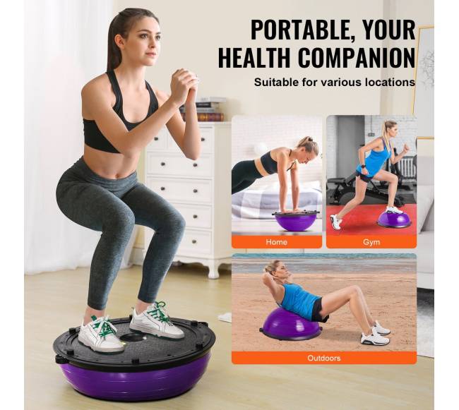 Pusė balanso kamuolio treniruoklis su juostomis5