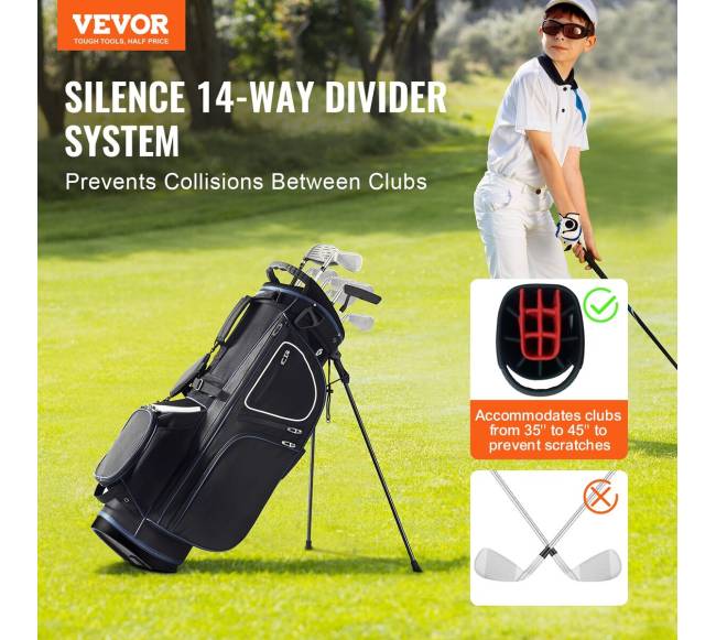 35 colių golfo vežimėlio krepšys su 14 skyriais1