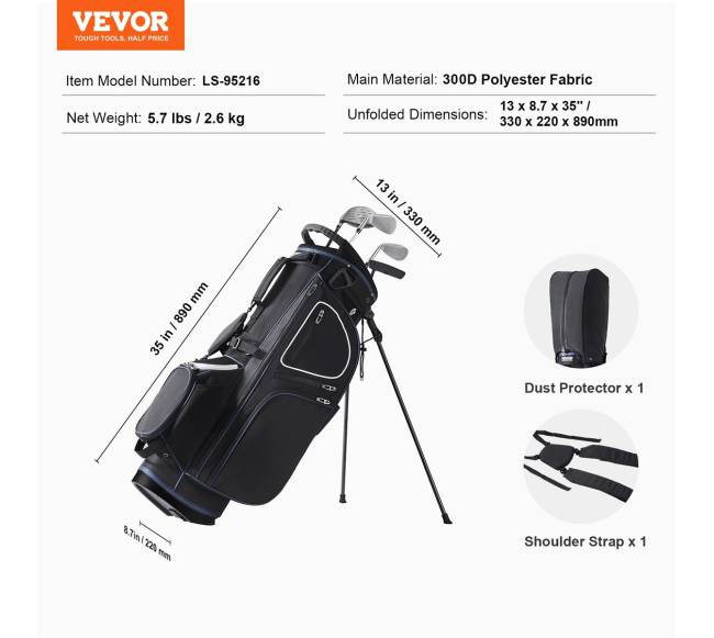 35 colių golfo vežimėlio krepšys su 14 skyriais6