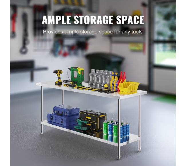 Nerūdijančio plieno darbastalis 61x182x86 cm3