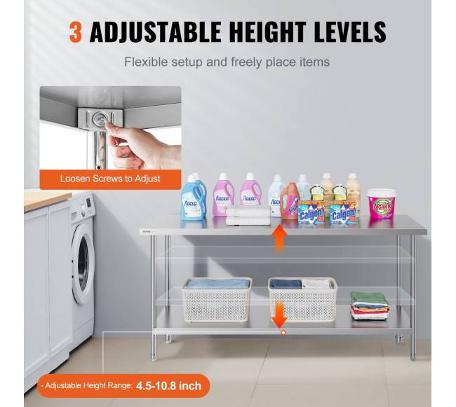 Nerūdijančio plieno darbastalis 61x182x86 cm4