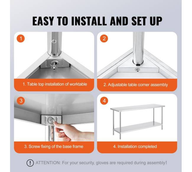 Nerūdijančio plieno darbastalis 61x182x86 cm5