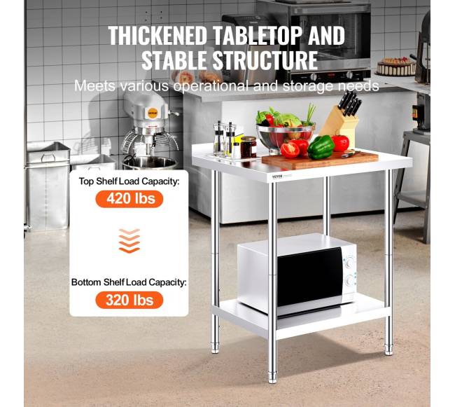 Nerūdijančio plieno darbastalis virtuvėje 61x76 cm2