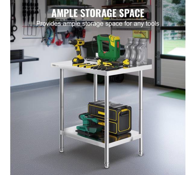 Nerūdijančio plieno darbastalis virtuvėje 61x76 cm3