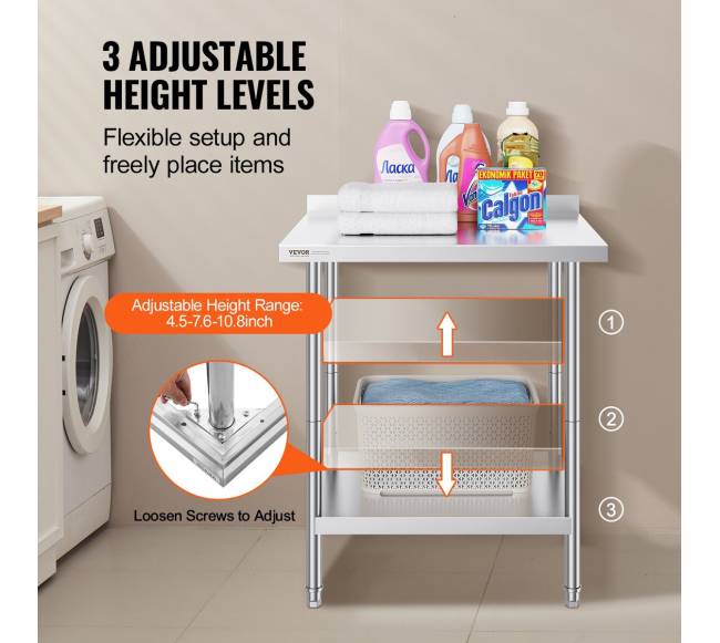 Nerūdijančio plieno darbastalis virtuvėje 61x76 cm4