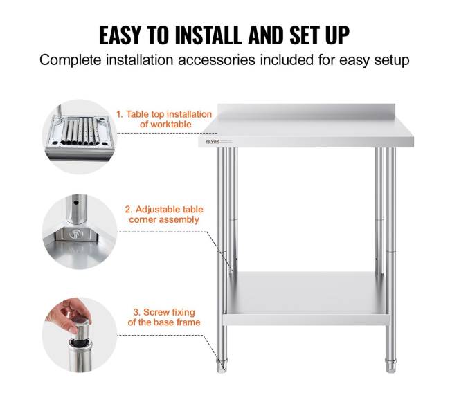 Nerūdijančio plieno darbastalis virtuvėje 61x76 cm5