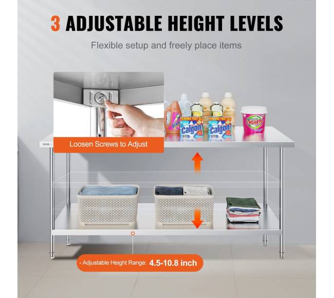 Nerūdijančio plieno paruošiamasis stalas 76x183x86 cm3