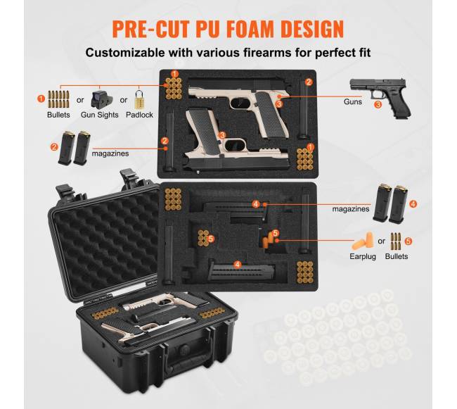 Kietas pistoletų dėklas su PU putplasčiu4