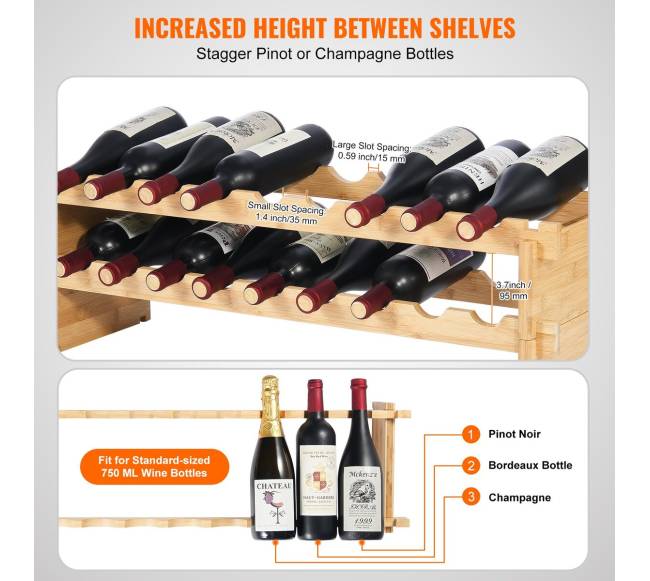 Modulinė bambuko vyno lentyna, 18 butelių2